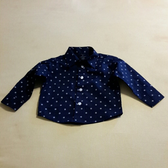 NAUTICA BUTTON SHIRT (NAVY/WHITE) D-12 - Picture 4 of 4